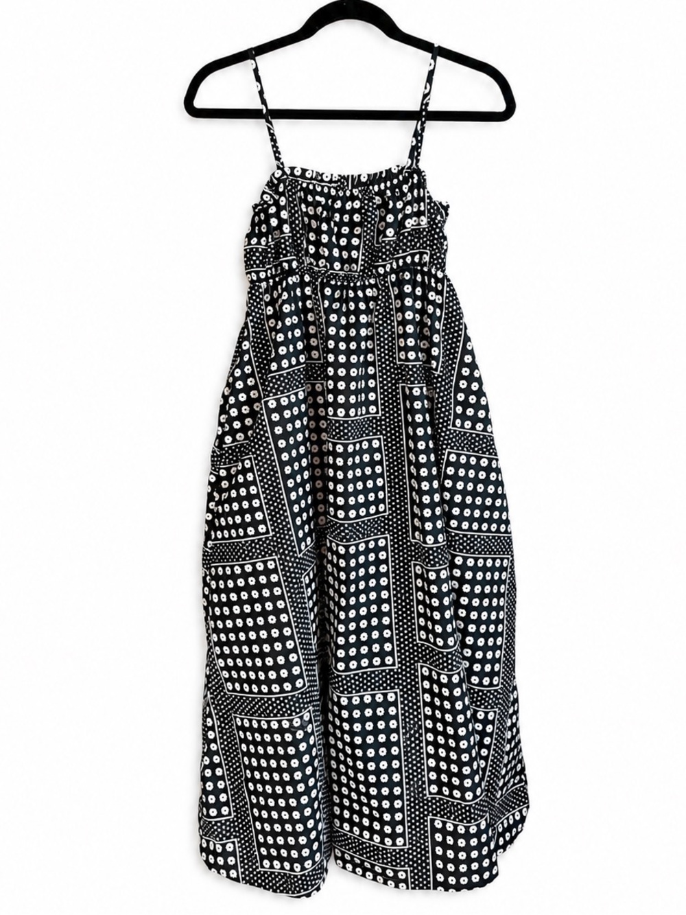 English Factory Dress Anthro  Sundress Maxi Teacher Black White boho oversize